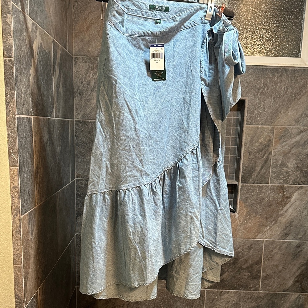 Ralph Lauren Asymmetrical Denim Blue Skirt
